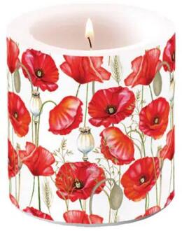 Ambiente Kaars small Poppy all over wit