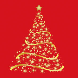 Ambiente Kerst thema servetten - 20x st - 33 x 33 cm - rood - kerstboom