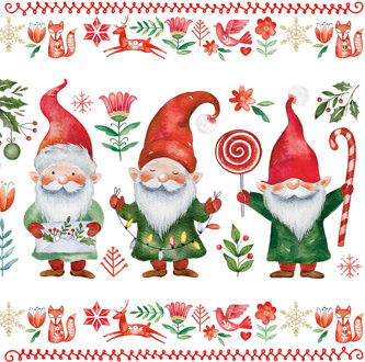Ambiente Kerst thema servetten - 20x st -? kerstmannetjes - 33 x 33 cm - kerstdiner - kerstservetten