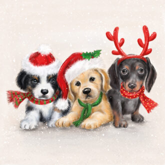 Ambiente kerst thema servetten - 40x st - 33 x 33 cm - honden print - Feestservetten Rood