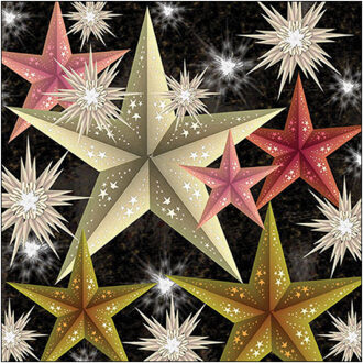 Ambiente Kerst thema servetten - 60x st - 33 x 33 cm - kerststerren print