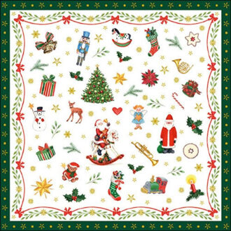 Ambiente Kerstservetten - 20x - kerstfiguren - groen - 33 x 33 cm - 3 laags Multi