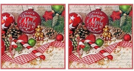 Ambiente Kerstservetten - 40x - gedecoreerd - rood - 33 x 33 cm - 3 laags