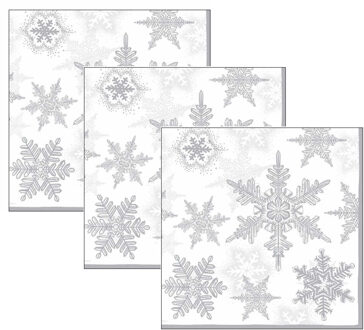 Ambiente Kerstservetten - 60x - winter wit - sneeuwvlokken - 33 x 33 cm - 3 laags