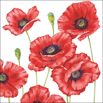 Ambiente Klaprozen/poppy bloemen - 20x stuks - 33 x 33 cm - 3-laags