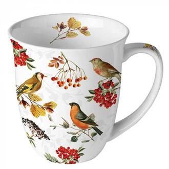 Ambiente Mok 400ml Autumn birds wit