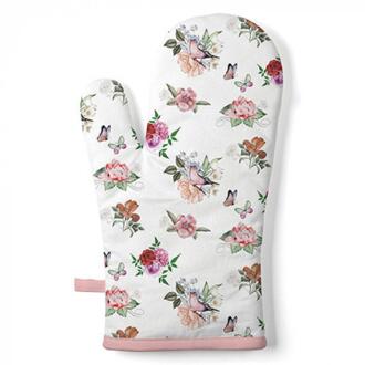 Ambiente Ovenhandschoen Charlotte white roze