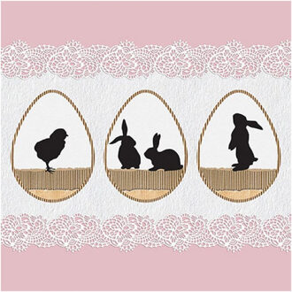 Ambiente Paas thema servetten - 20x - Paasei print - 33 x 33 cm - Pasen - feestservetten - Paasontbijt Roze