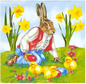 Ambiente Paas thema servetten - 20x - Paashaas print - 33 x 33 cm - Pasen - feestservetten - Paasontbijt