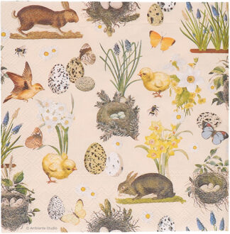 Ambiente Paas thema servetten - 20x - Pasen print - 33 x 33 cm - feestservetten - Paasontbijt