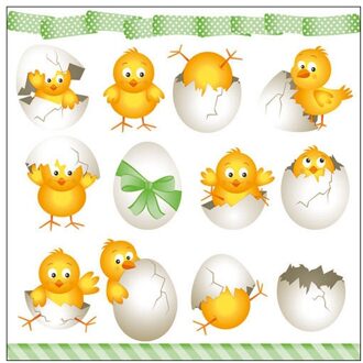 Ambiente Pasen Servetten - 40x - papier - kuikentjes - 33 cm