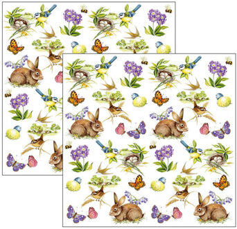 Ambiente Pasen servetten - 60x stuks - voorjaar thema - 33 cm - wegwerpservetten