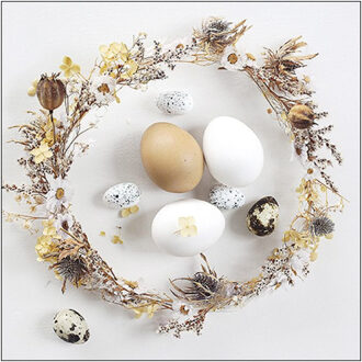 Ambiente Pasen thema tafel servetten - 20x stuks - paaseitjes thema - 33 x 33 cm - papier Multi