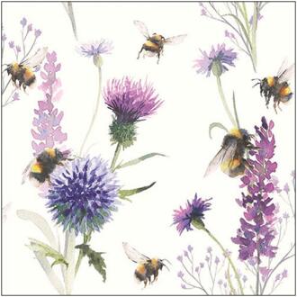 Ambiente Servet 25 Bumblebees meadow Wit