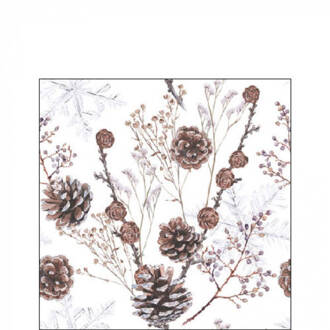 Ambiente Servet 25cm Pine cones wit