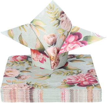 Ambiente Servet 33 Peonies composition Groen