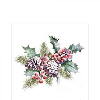 Ambiente Servet Holly And Berries 33cm multi