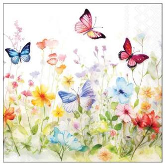 Ambiente Servetten 25cm butterflies in field multi