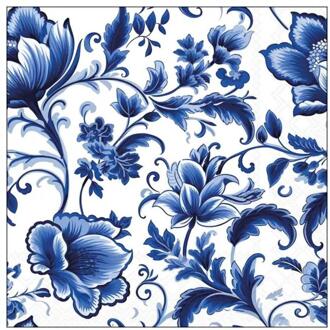 Ambiente Servetten 25cm delft blauw florals multi