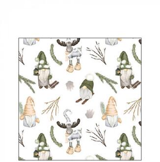 Ambiente Servetten 25cm Forest gnomes wit