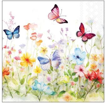 Ambiente Servetten 33cm butterflies in field multi