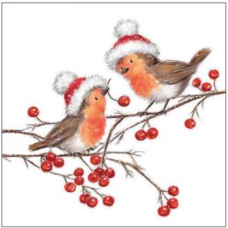 Ambiente Servetten 33cm Christmas robins rood