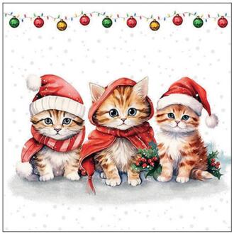 Ambiente Servetten 33cm Funny kittens rood