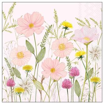 Ambiente Servetten 33cm pastel flowers roze multi