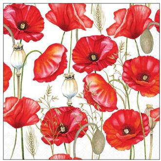 Ambiente Servetten 33cm Poppy all over wit multi