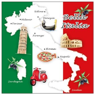 Ambiente servetten - 60x stuks - Tafel diner/lunch - Italie print - 33 x 33 cm