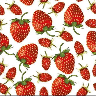 Ambiente Servetten aardbeien print - 20x st - 33 x 33 cm - 3-laags papier - zomer thema - fruit