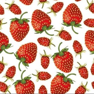 Ambiente Servetten aardbeien print - 60x st - 33 x 33 cm - 3-laags papier - zomer thema - fruit