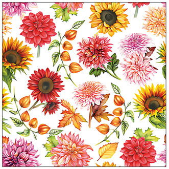 Ambiente Servetten bloemen thema - 20x stuks - 3 laags - 33 x 33 cm -Lente/Herfst Multi