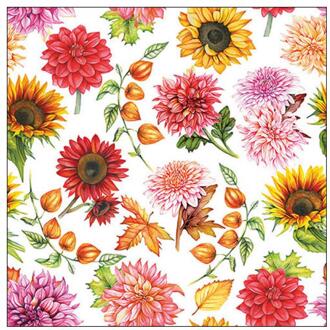 Ambiente Servetten bloemen thema - 20x stuks - 3 laags - 33 x 33 cm -Lente/Herfst