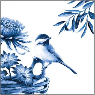 Ambiente Servetten Blue bird 33x33cm blauw