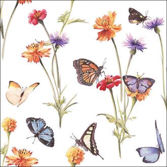 Ambiente Servetten Butterfly garden 33cm wit