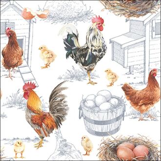 Ambiente Servetten Chicken Farm 25cm Multikleur