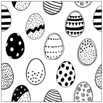 Ambiente Servetten Easter Eggs All Over Black 33x33cm wit