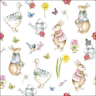Ambiente Servetten Easter garden 33cm wit