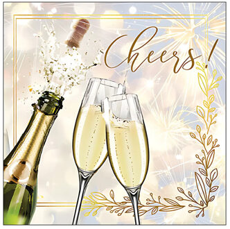 Ambiente Servetten Huwelijk - 20x stuks - 3 laags - 33 x 33 cm - champagne - bruiloft Multi