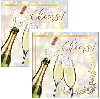 Ambiente Servetten Huwelijk - 40x stuks - 3 laags - 33 x 33 cm - champagne - bruiloft