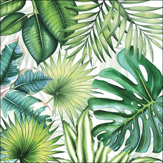 Ambiente Servetten jungle thema - 20x pcs - 33 x 33 cm - 3-laags papier - tropisch - hawaii Groen