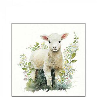 Ambiente Servetten Lammetje 25x25cm wit