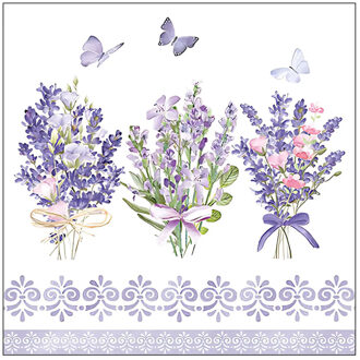 Ambiente Servetten Lavendel - 20x stuks - 3 laags - 33 x 33 cm - bloemen thema Multi