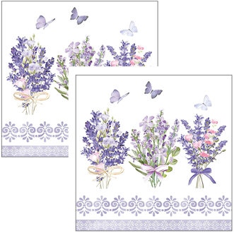 Ambiente Servetten Lavendel - 40x stuks - 3 laags - 33 x 33 cm - bloementhema