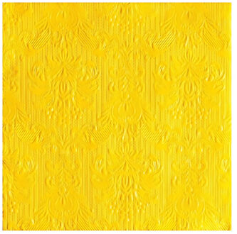 Ambiente Servetten Luxe - 15x stuks - 33 x 33 cm - geel - barok patroon - 3 laags