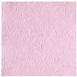 Ambiente Servetten Luxe - 15x stuks - 33 x 33 cm - lichtroze - barok patroon - 3 laags
