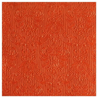 Ambiente Servetten Luxe - 15x stuks - 33 x 33 cm - oranje - barok patroon - 3 laags