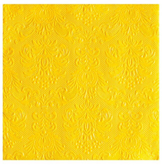Ambiente Servetten Luxe - 30x stuks - 33 x 33 cm - geel - barok patroon - 3 laags