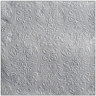 Ambiente Servetten Luxe - 30x stuks - 40 x 40 cm - zilver - barok patroon - 3 laags